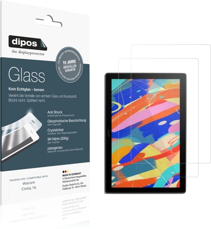 dipos – 2x Pantserfolie geschikt voor Wacom Cintiq 16 | 9H Screenprotector