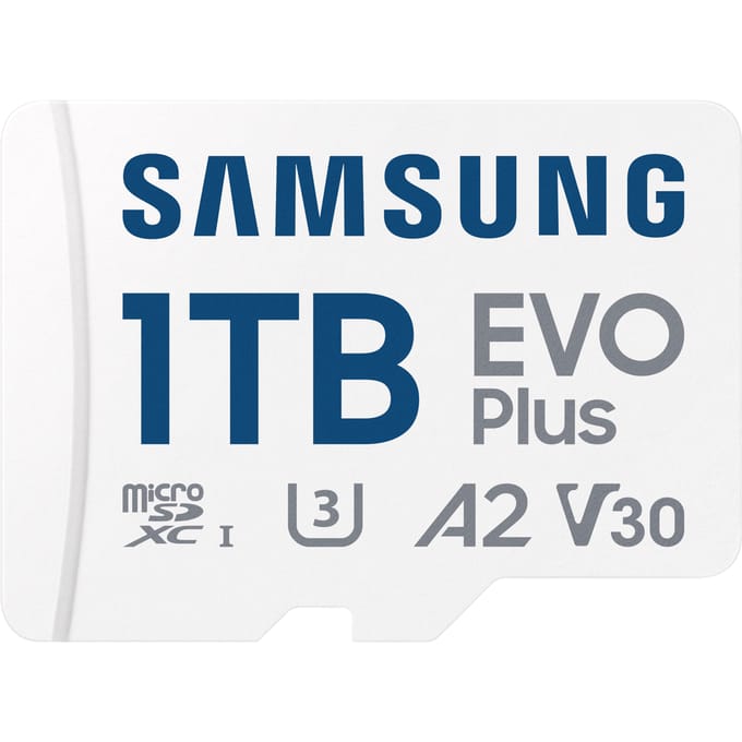Samsung microSD Card EVO Plus microSD-kaart Retail 1 TB A2 Application Performance Class, v30 Video Speed Class, UHS-Class 3, Class 10 Waterdicht,
