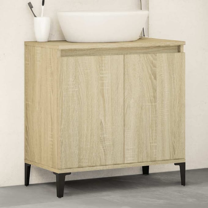 vidaXL - Wastafelkast - 58x33x60 - cm - bewerkt - hout - sonoma - eikenkleurig