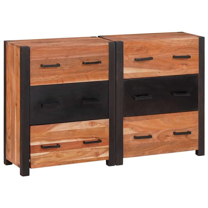 vidaXL - Dressoir - 3 - st - Bruin - 110 - x - 30 - x - 75 - cm - Massief - Acacia - Hout