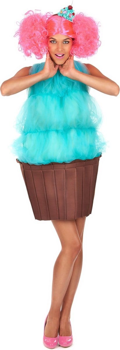 Vegaoo - Turquoise cupcake kostuum voor vrouwen