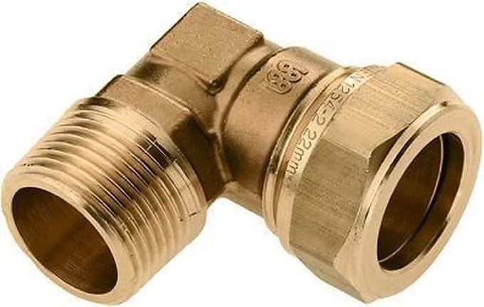 Bonfix knelkoppeling - knie - buitendraad - 1-1/2 x 42mm - Messing