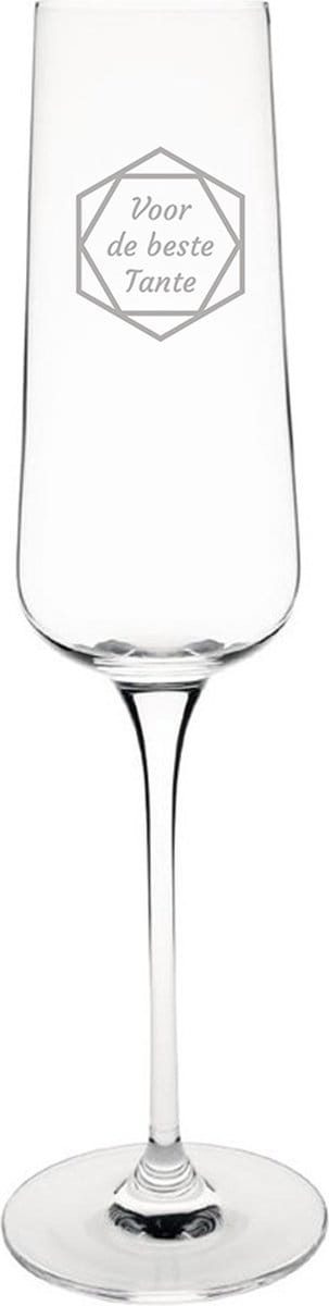 Gegraveerde Champagneglas 27cl voor de beste Tante in hexagon