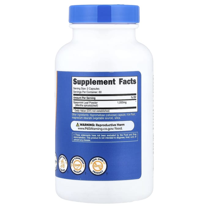 Nutricost, Feuille de menthe verte, 120 capsules (500 mg par capsule)