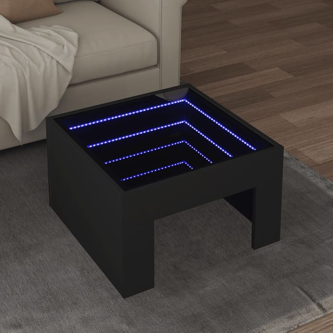 vidaXL - Salontafel - met - Infinity - LED - 50x50x30 - cm - zwart