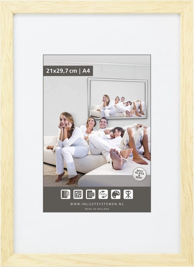 Wissellijst 42x59.4cm M100 Onvernist blank hout (p. stuk)