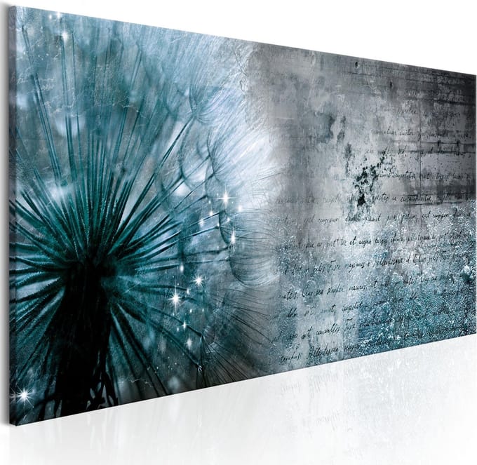 Schilderijen Op Canvas - Schilderij - Blue Dandelion 135x45 - Artgeist Schilderij