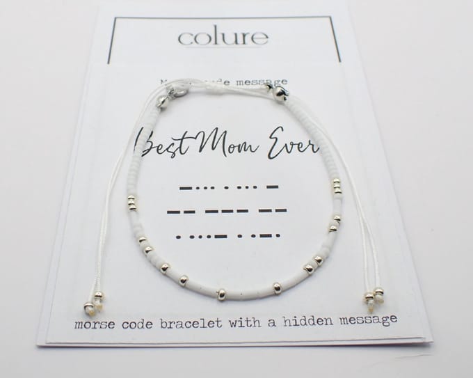 Colure® morse code armband glanzendwit Best Mom Ever