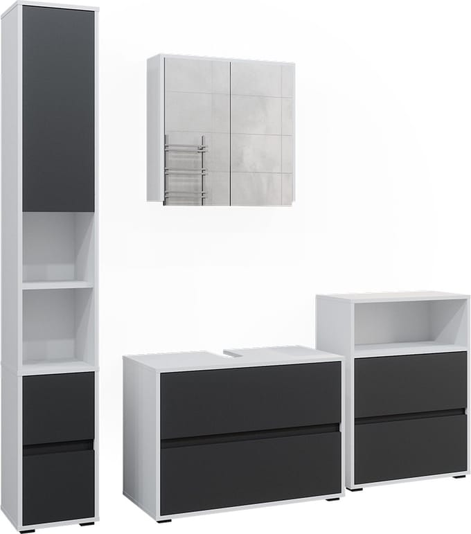 Vicco Badkamermeubelset Maltin, Wit/Antraciet, 4-delig