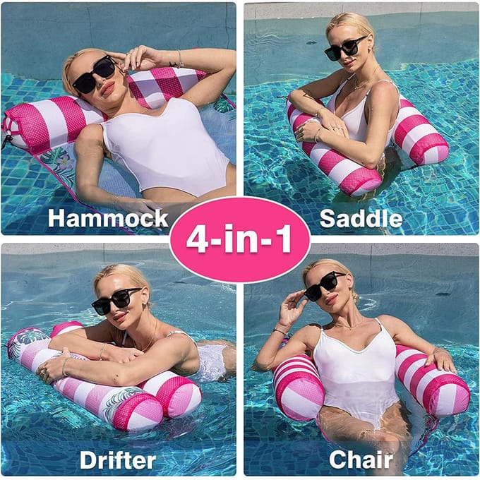 Hamac à eau pour adultes, hamac flottant polyvalent, chaise longue à eau pink