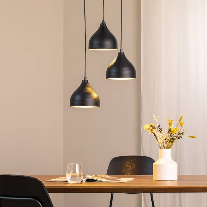 Opviq Hanglamp Tattoo 6201 3-lichts rondel zwart/goud