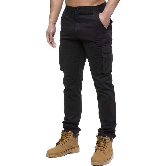 Enzo | Heren Cargo Broek - Zwart
