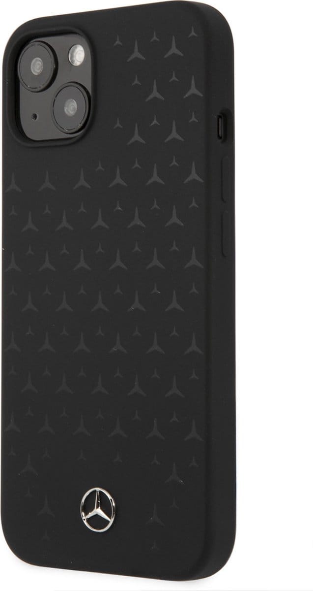 Mercedes-Benz Silicone Backcover hoesje - Stars Pattern - Zwart - voor iPhone 13 Mini