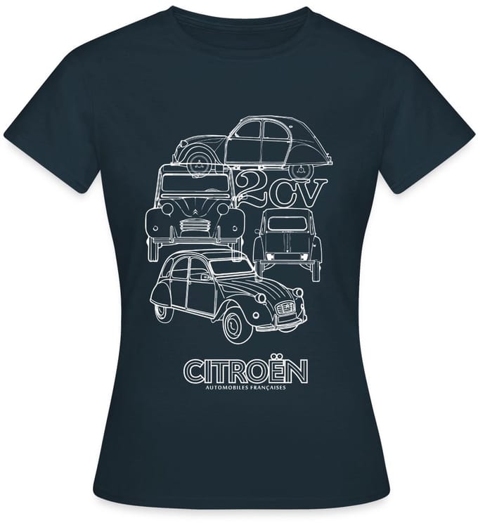 Citroën 2CV Modellen Schetsen T-Shirt Dames