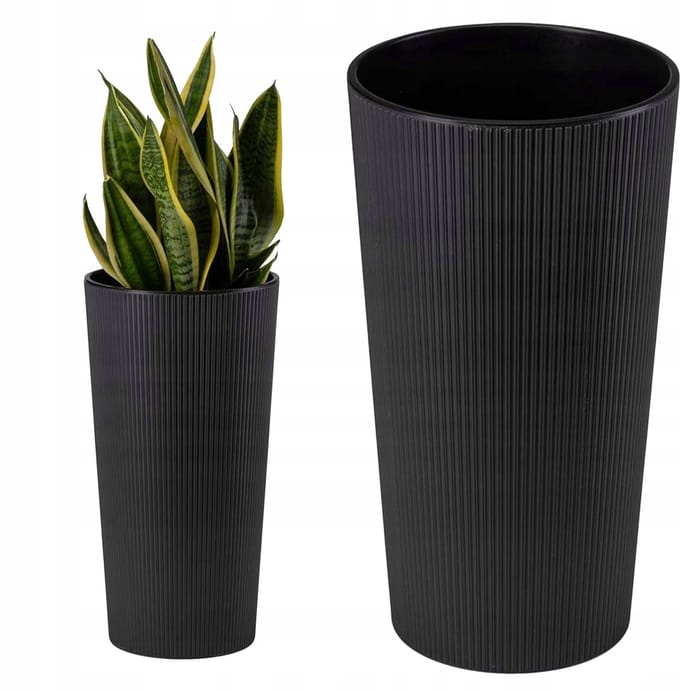Hoge Zwarte Loft Plantenbak 46cm met Slimme Binnenpot