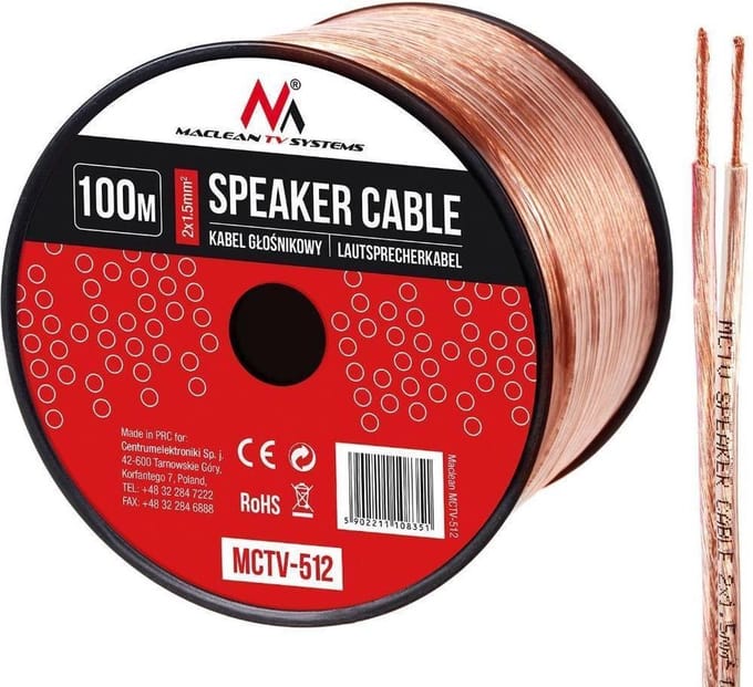 Luidsprekerkabel Maclean Speaker Audiokabel Hifi 100m