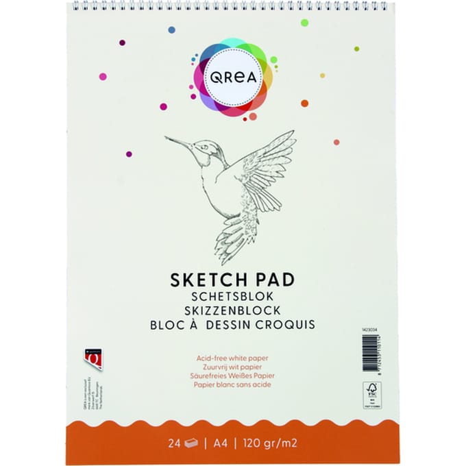 Schetsblok Qrea A4 24 vel 120gr spiraal