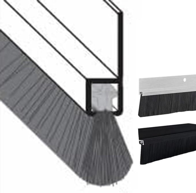 Deurveger Borstel - Tochtwering Deur - Energie Besparen - Aluminium Frame - 96 cm - Zwart