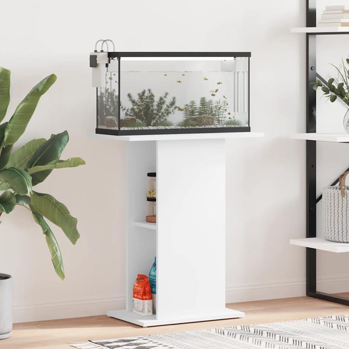 vidaXL - Aquariumstandaard - 60,5x36x72,5 - cm - bewerkt - hout - wit