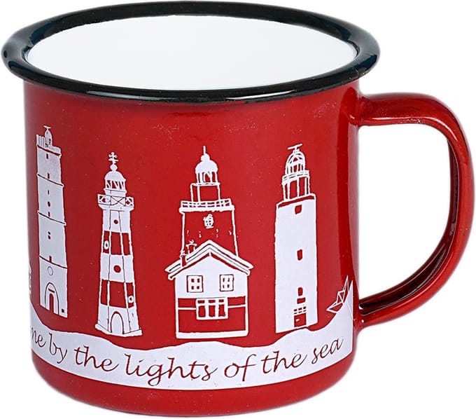 RODE EMAILLE ESPRESSO BEKER MINI MUG (6X6CM) VUURTORENS - JOYIN