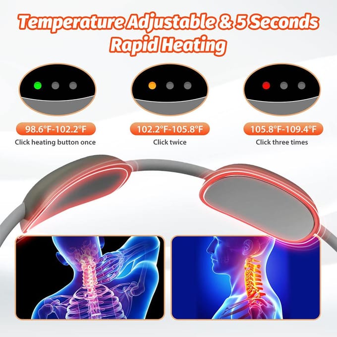 Mini Hangende Nek Massager Draagbare Spierstimulator Warm Kompres Puls Nek Massager Oplaadbare Cervicale Wervelkolom Massager gray