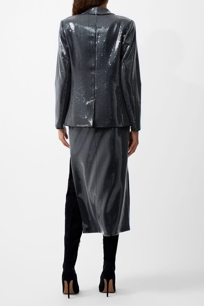 French Connection Amy Sequin Blazer Gunmetal Größe: M | Blazer Outlet | Damen | Grau