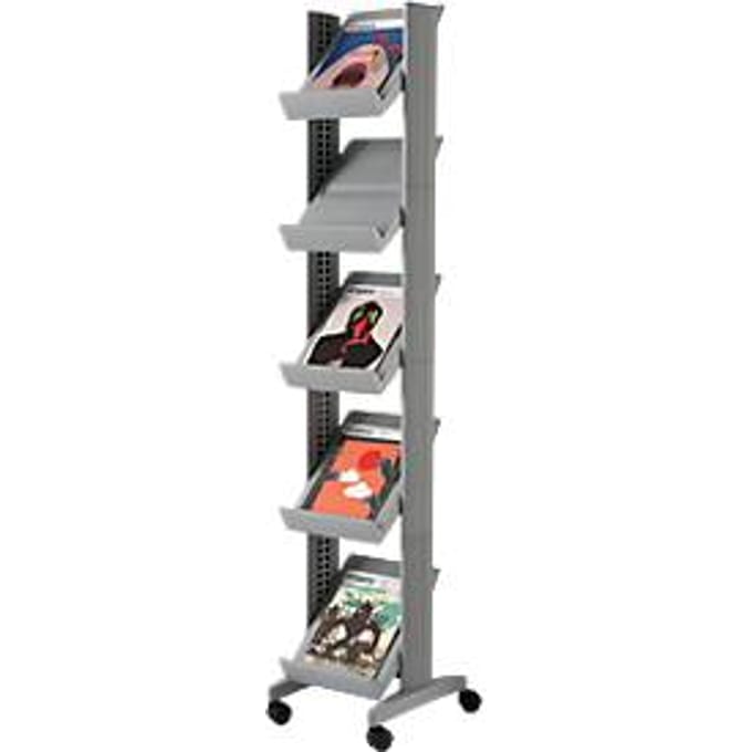 Mobiele folderhouder CORNER, aluminium kleur