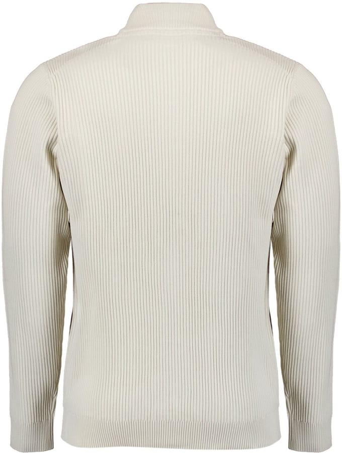 No Excess Cardigan full zip tuck stitch chalk
