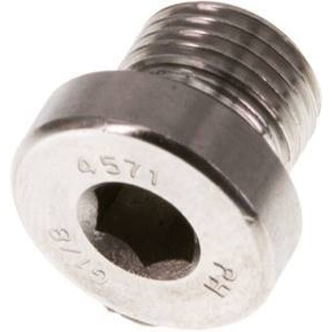 G 1/8'' Buitendraad RVS Plug met Binnenzeskant en FKM Afdichting 400 Bar