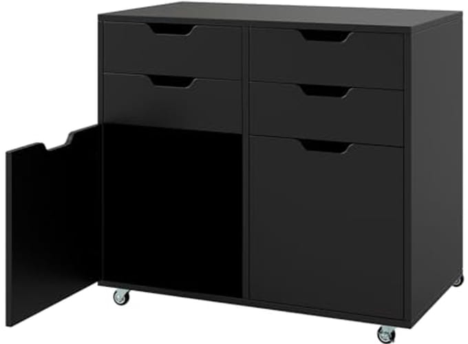 Mobiele Rolcontainer met 4 Laden en 2 Kasten voor Thuis en Kantoor