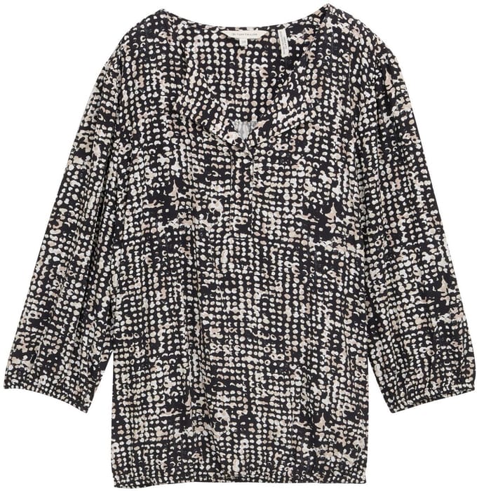 Tom Tailor - Blouse van viscose - Maat 36 - navy abstract dot design