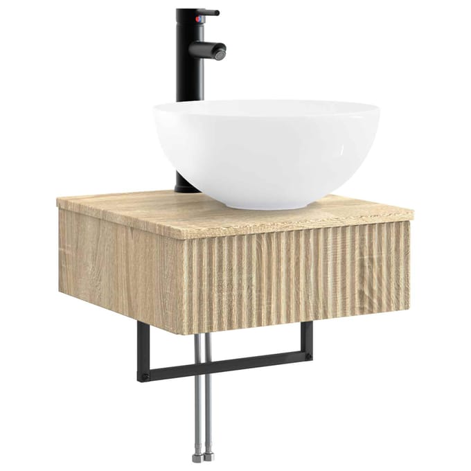 vidaXL - Wandgemonteerde - wastafel - Sonoma - Eiken - 40 - x - 41 - x - 40,5 - cm