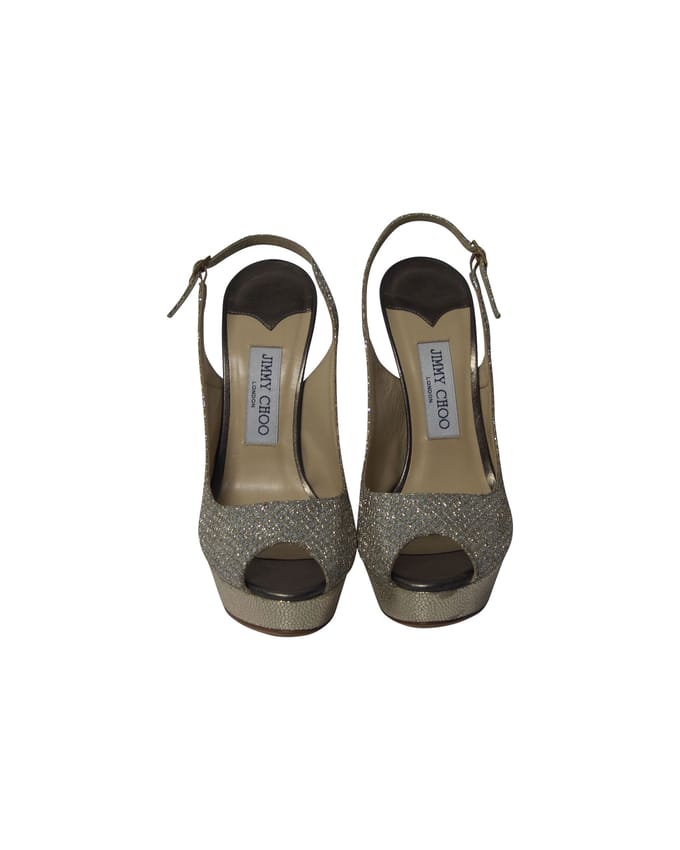 Jimmy Choo Vita Glitter Hakken in Champagne Leer