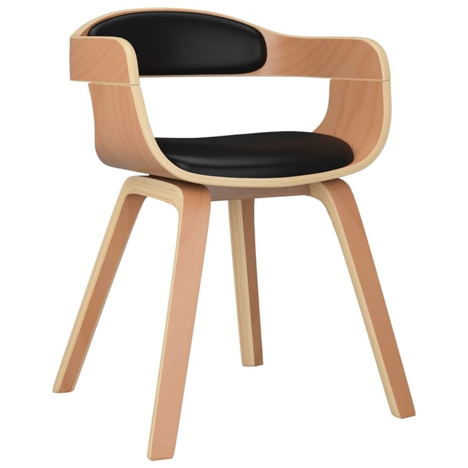 vidaXL Eetkamerstoelen 2 st gebogen hout en kunstleer zwart