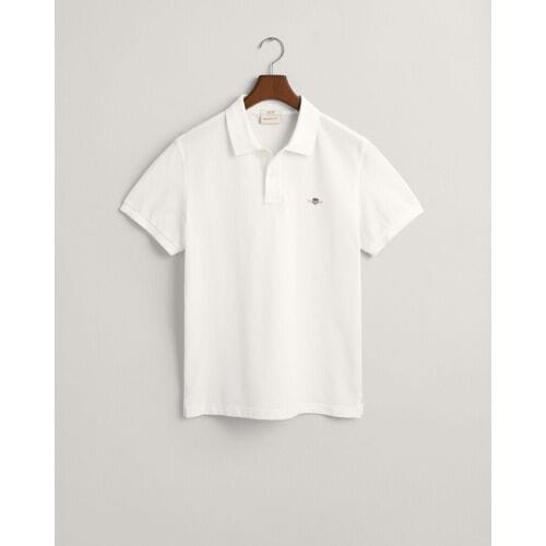 Gant Polo Slim Subtle Shield Embroidery Piqué Uni Wit / male