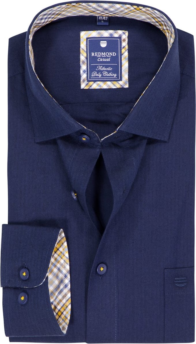 Redmond comfort fit overhemd - twill - donkerblauw
