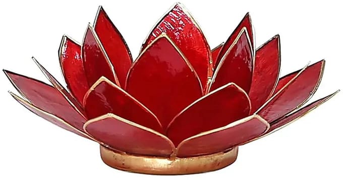 Lotus sfeerlicht rood 1e chakra goudrand (1 stuks)