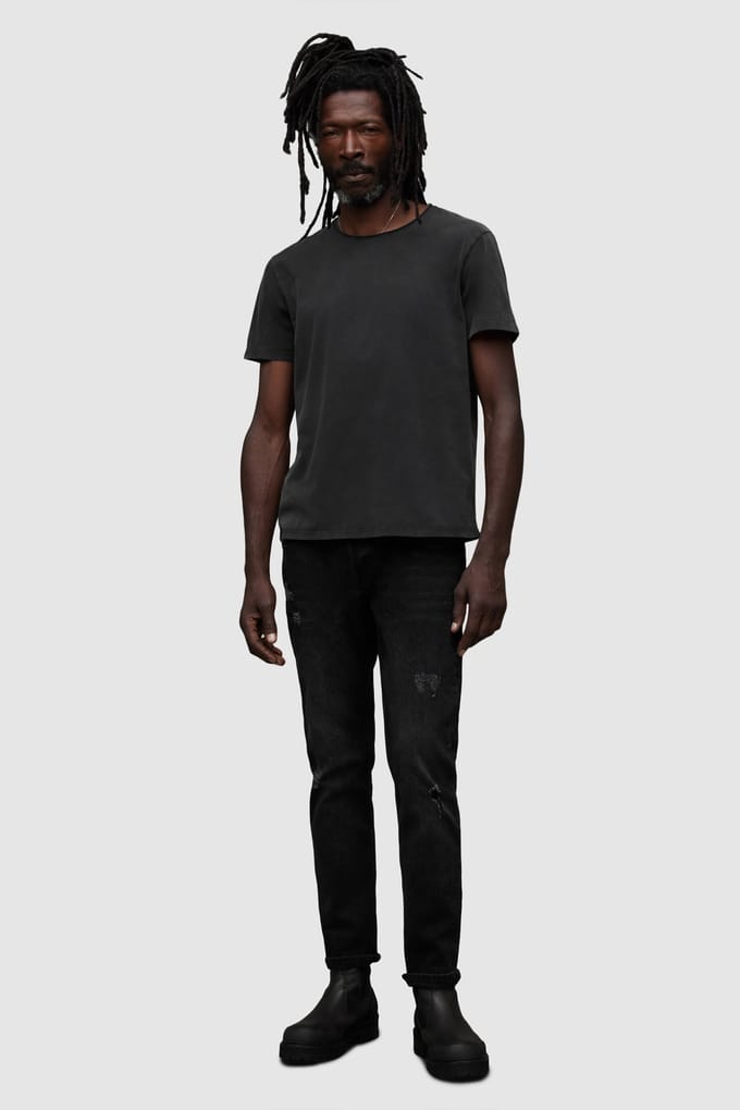 AllSaints Bodega Ss Crew Washed Black Maat: XXL | Basic T-Shirts Outlet | Heren | Zwart