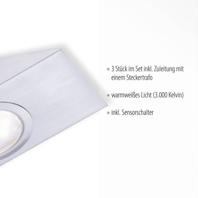 JUST LIGHT. GmbH LED meubelverlichting Theo, vierkant, setE van 3
