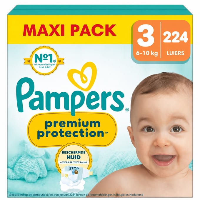 Pampers - Premium Protection - Maat 3 - Mega Pack - 224 luiers - 6/10 KG