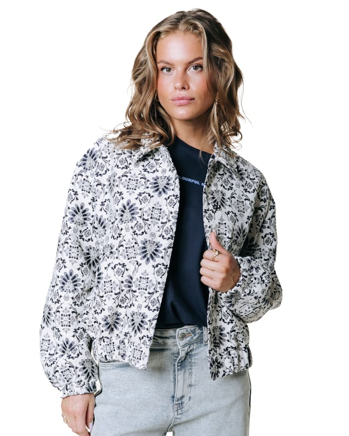 Colourful Rebel Bente Flower Jacquard Bomber Jacket - M