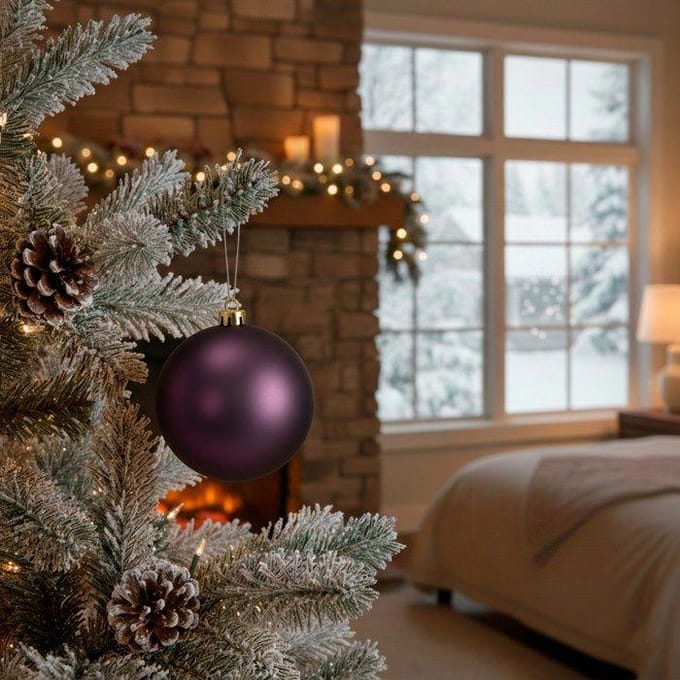 Springos Kerstballen | 6 Stuks | 15 cm | Paars | Rose Goud