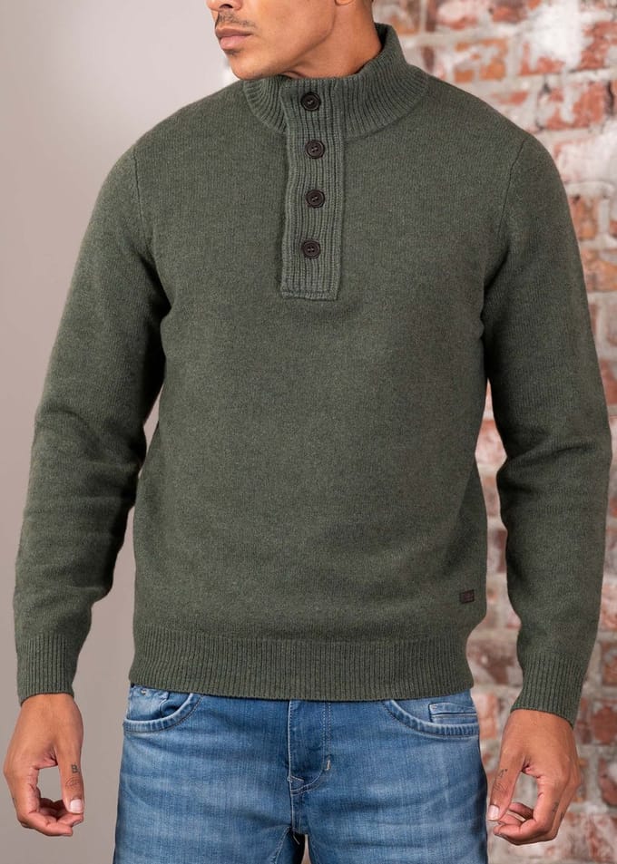 Barbour Essential patch half zip knitted jumper - olive