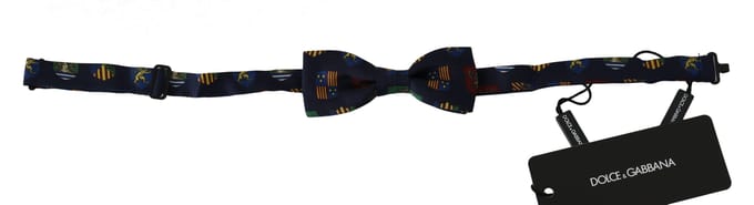 Dolce & Gabbana Blauwe Vlaggen 100% Zijde Verstelbare Hals Papillon Heren Strik