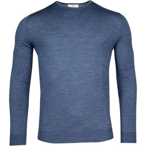 Thomas Maine Trui Fine Merino Crew Neck Single Knit Denim Blue / male