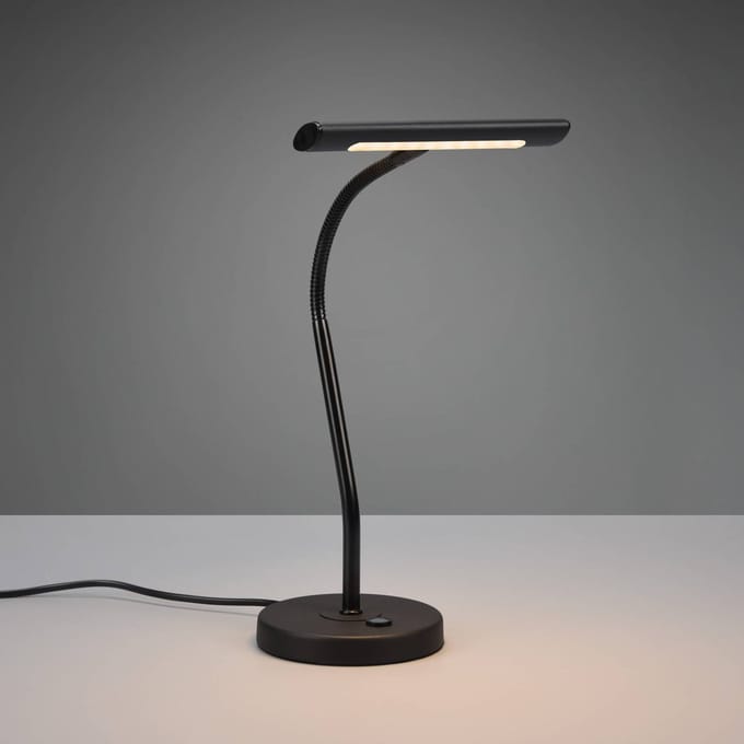 Trio Lighting Curtis tafellamp met flexibele arm en dimmer zwart