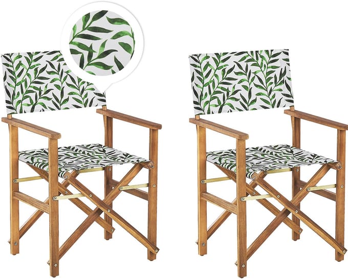 CINE - Tuinstoel set van 2 - Groen/Hout/Blad - Polyester