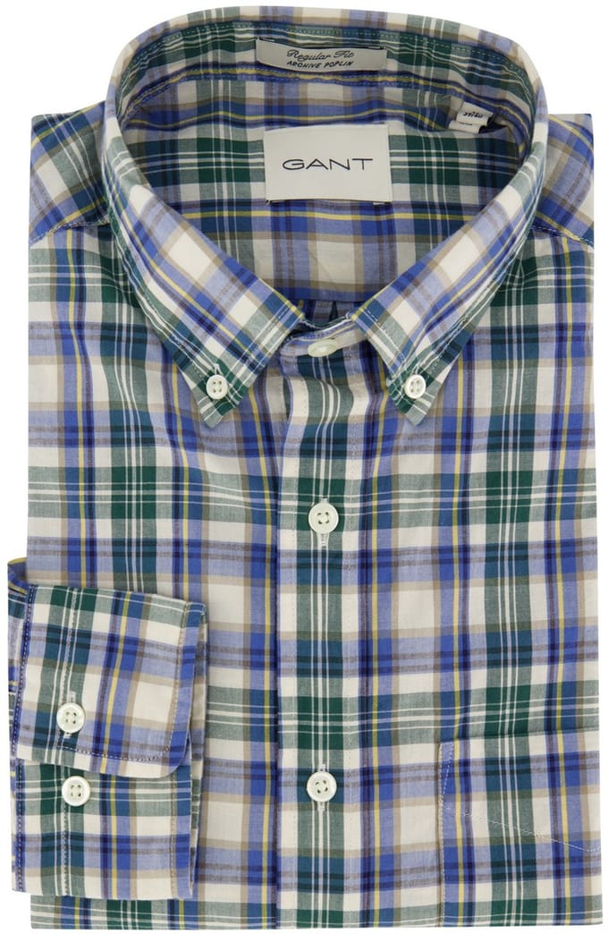 Casual overhemd Gant Regular Fit blauw groen geruit