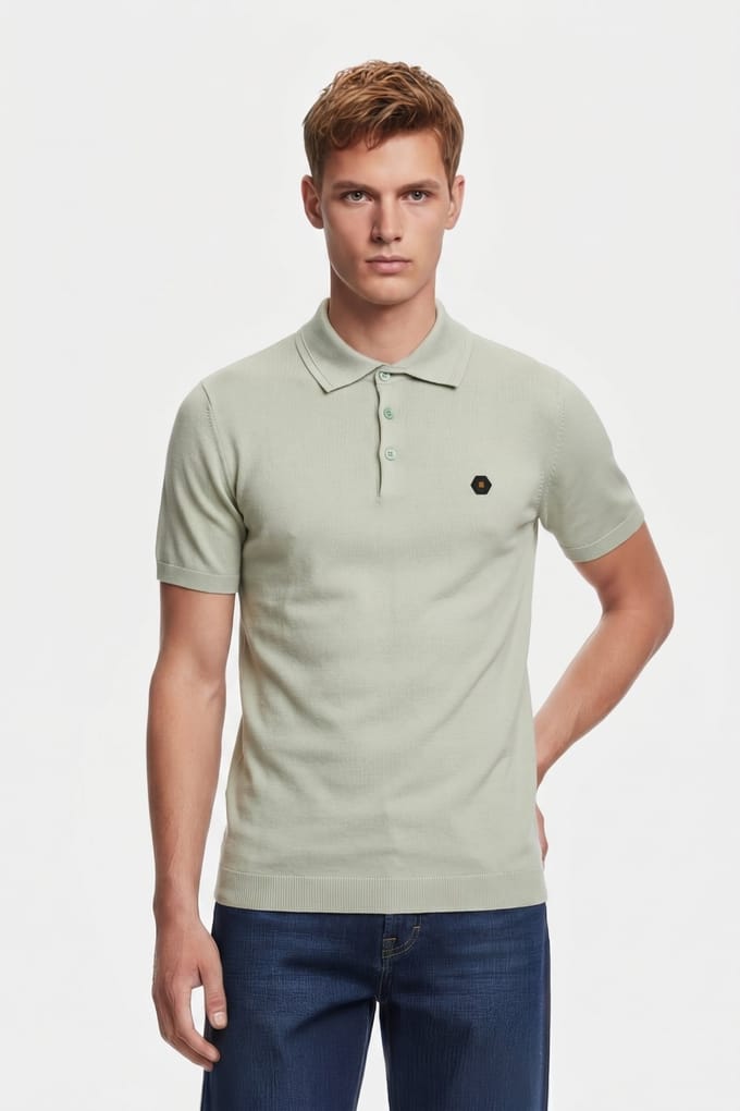 No Excess Pullover Short Sleeve Polo Button Solid Mint Größe: XXL | Poloshirts Outlet | Herren | Cyan