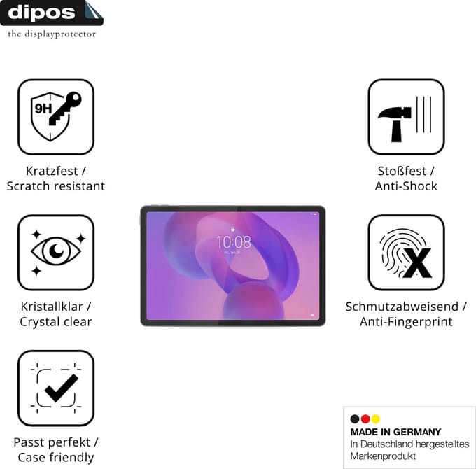dipos – 2x Pantserfolie geschikt voor Lenovo Idea Tab 11 Zoll | 9H Screenprotector